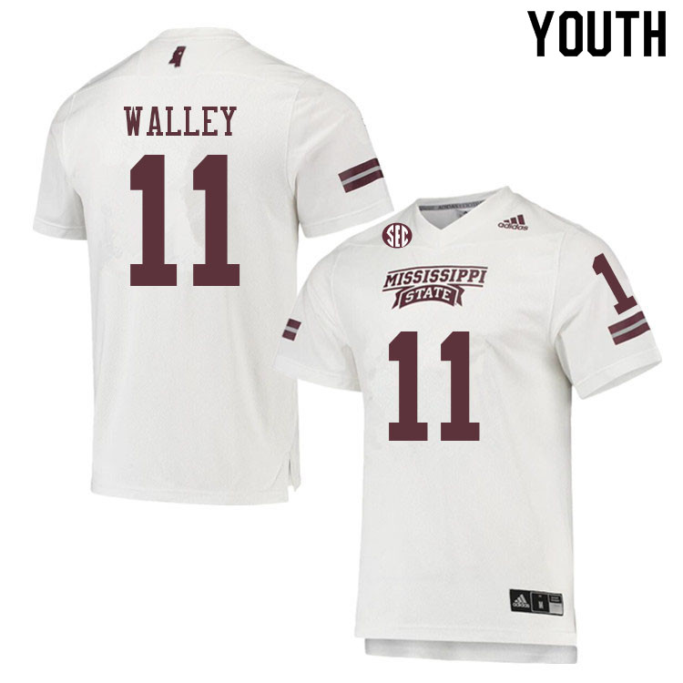 Youth #11 Jaden Walley Mississippi State Bulldogs College Football Jerseys Sale-White